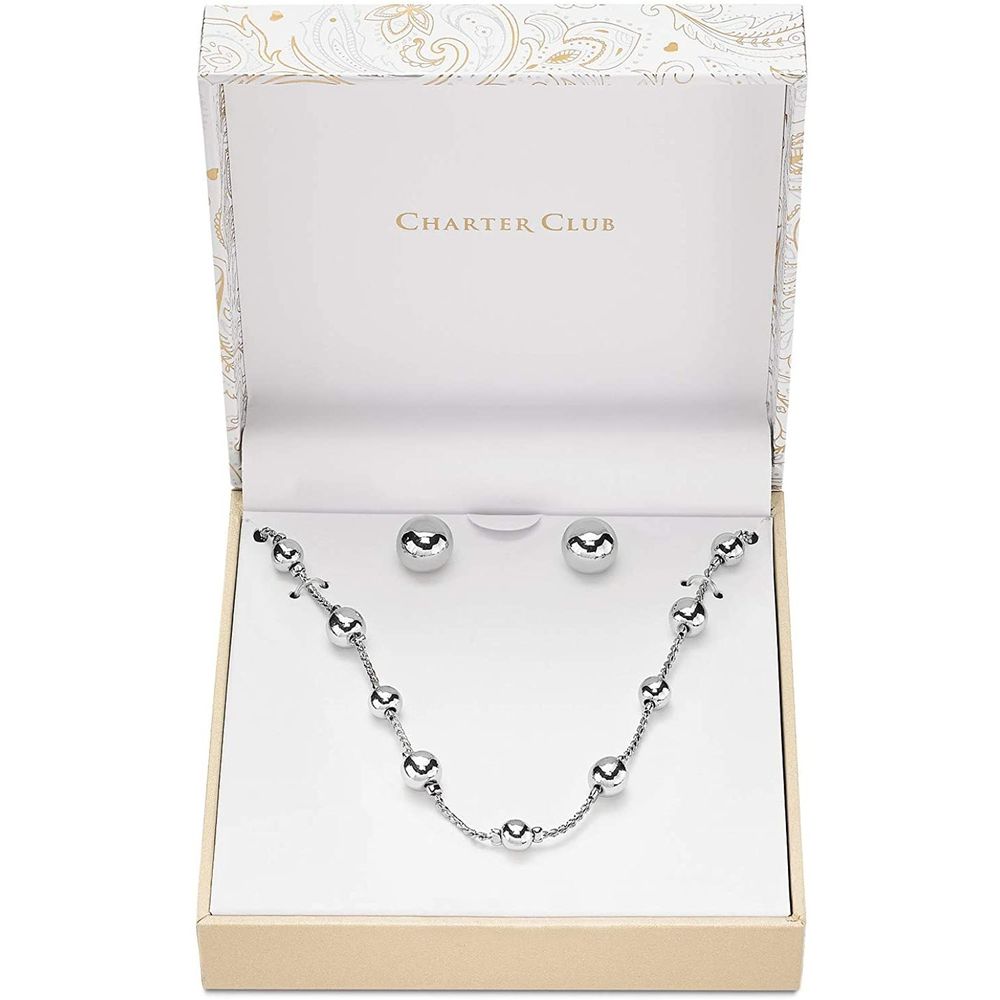 💌Charter Club 2PC Silver Necklace Earring Set